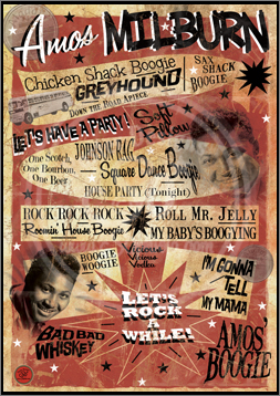 Amos Milburn, Poster, Graphic Design, Poster for Sale, Rock n Roll, Blues, Rhythm'n Blues, Punk, Sophie Lo